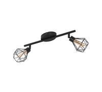 Flush 2 Spot Ceiling Light Colour Black Steel Shade Amber Glass Bulb G9 2x3W