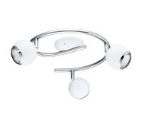 Loops Flush 3 Spots Ceiling Light Colour White Chrome Shade Bulb GU10 3x3W Incl Loops White
