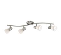 Flush 4 Spot Ceiling Light Satin Nickel Shade White Glass Bulb E14 4x40W