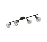 Loops Flush 4 Spots Ceiling Light Colour Black Shade Amber Glass Bulb G9 4x3W Loops Black