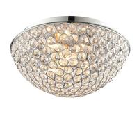 Loops Flush Bathroom Ceiling Light Crystal Bead Dome Shade IP44 Round Lamp Bulb Holder Loops Multicolor