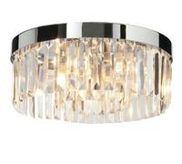 Loops Flush Bathroom Ceiling Light Luxury Crystal Chrome IP44 Round Lamp Bulb Holder Loops Multicolor