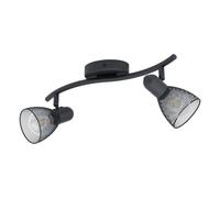 Flush Ceiling 2 Spot Light Colour Black Wave Bracket Mesh Look Shade E14 2x40W