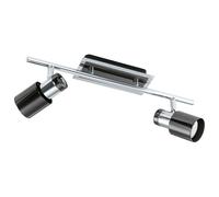 Flush Ceiling 2 Spot Lights Back Plate & Shade Nickel Black Bulb GU10 2x5W Incl.