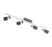 Loops Flush Ceiling 4 Spot Lights Track Back Plate & Shade Nickel Black Bulb GU10 4x5W in Metallics Loops Metallics