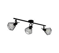 Loops Flush Ceiling Light 3 Spots Track Black Shade Open Wire Frame Bulb E27 3x40W Loops Black