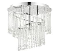 Loops Flush Ceiling Light Chandelier Chrome & Glass Lamp Bulb Holder Mounted Fitting in Clear Loops Clear