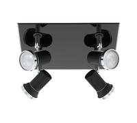 Loops Flush Ceiling Light Colour Black Chrome Shade Clear Glass Bulb GU10 4x3.3W Loops Black