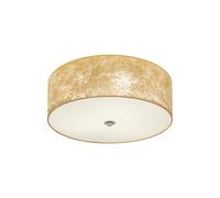 Loops Flush Ceiling Light Colour Champagne Circular Shade Gold Fabric Bulb E27 3x60W Loops Multicolor