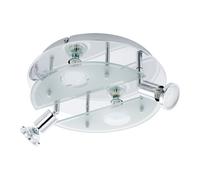Loops Flush Ceiling Light Colour Chrome Shade White Clear Satin Glass Bulb GU10 4x3W Loops White