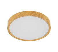 Loops Flush Ceiling Light Colour Natural Wood Look Shade White Plastic Bulb LED 33.5W Loops White