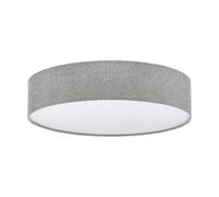 Loops Flush Ceiling Light Colour White Shade Grey White Fabric Linen Bulb E27 3x60W Loops White