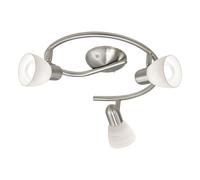 Loops Flush Ceiling Light Satin Nickel Shade White Glass Wipe Technique Bulb E14 3x40W in Metallics Loops Metallics