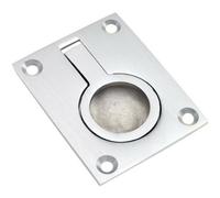 Loops Flush Ring Recessed Pull Handle 50 X 38mm 8mm Depth Satin Chrome