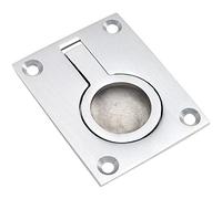 Loops Flush Ring Recessed Pull Handle - 50 x 38mm - 8mm Depth - Satin Chrome | Inset Drawer Flush Pulls - Recessed Sliding Cabinet Door Pull Handle - Inset Design