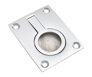 Loops Flush Ring Recessed Pull Handle - 50 x 38mm - 8mm Depth - Satin Chrome | Inset Drawer Flush Pulls - Recessed Sliding Cabinet Door Pull Handle - Inset Design