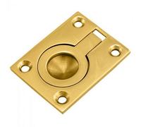 Loops Flush Ring Recessed Pull Handle 63 X 50mm 12mm Depth Polished Brass Sliding Door