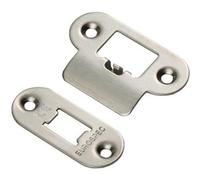 Loops Forend Strike And Fixing Pack For Heavy Duty Tubular Latch - Satin Steel Radius
