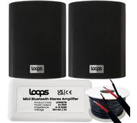 Loops Garden Party Bbq Outdoor Speaker Kit Wireless Mini Stereo Amp & 2 Black Speakers
