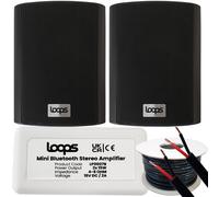 Garden Party BBQ Outdoor Speaker Kit Wireless Mini Stereo Amp & 2x 4" 70W Black Speakers