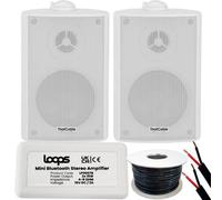 Loops Garden Party Bbq Outdoor Speaker Kit Wireless Mini Stereo Amp & 2 White Speakers