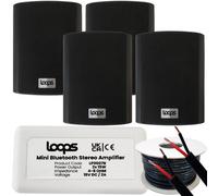 Loops Garden Party Bbq Outdoor Speaker Kit Wireless Mini Stereo Amp & 4 Black Speakers