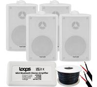 Loops Garden Party Bbq Outdoor Speaker Kit Wireless Mini Stereo Amp & 4 White Speakers
