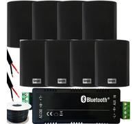 Loops Garden Party Bbq Outdoor Speaker Kit Wireless Mini Stereo Amp & 8X 4" Black Speakers