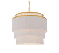 Loops Gold Multi Arm Ceiling Pendant Light - White Tassels - Diffused Light Effect in Clear Loops Clear