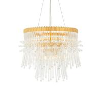 Loops Gold Plated Ceiling Chandelier - Glass Detailing - 9 Bulb Pendant Light Fitting in Clear Loops Clear