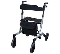 Grey Deluxe Ultra Lightweight Aluminium 4 Wheeled Rollator Foldable Walking Aid