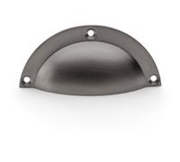 Loops Half Moon Cup Handle - Dark Bronze - 86mm Centres Solid Brass Shaker Drawer Pull