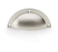 Loops Half Moon Cup Handle - Satin Nickel 86mm Centres Solid Brass Shaker Drawer Pull