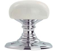 Loops Half Porcelain Mushroom Door Knob - White Porceilain & Polished Chrome