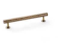Loops Hammered T Bar Pull Handle - Antique Brass - 160mm Centres Solid Brass Drawer