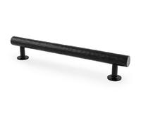 Loops Hammered T Bar Pull Handle - Matt Black - 160mm Centres Solid Brass Drawer