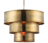 Loops Hanging Ceiling Pendant Light AGED BRASS 3 Ring Metal Shade Lamp Bulb Holder in Metallics Loops Metallics