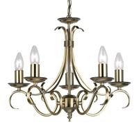 Loops Hanging Ceiling Pendant Light ANTIQUE BRASS 5x Shade Vintage Lamp Bulb Holder in Metallics Loops Metallics