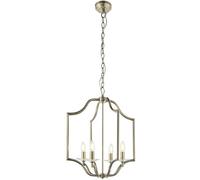 Loops Hanging Ceiling Pendant Light Antique Brass & Crystal 4 Bulb Classic Feature in Metallics Loops Metallics