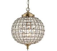 Loops Hanging Ceiling Pendant Light Antique Brass Glass Round Metal Lamp Shade Holder in Clear Loops Clear