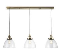 Loops Hanging Ceiling Pendant Light - Antique Brass Plate & Clear Glass - 3 X 10W Led E27