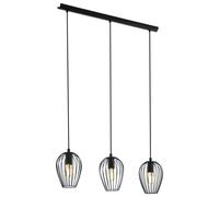 Loops Hanging Ceiling Pendant Light Black Wire Cage 3x 60W E27 Kitchen Island Dining Loops Black