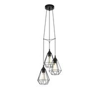 Loops Hanging Ceiling Pendant Light Black Wire Cage 3x E27 Geometric Multi Lamp Loops Black