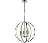 Loops Hanging Ceiling Pendant Light Bright Nickel Globe Shade 6 Bulb Orb Loop Lamp in Metallics Loops Metallics