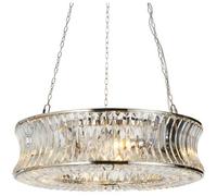 Loops Hanging Ceiling Pendant Light - Bright Nickel Plate With Crystal And Clear Glass - 6 X 6W Led E14