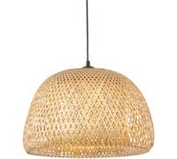 Loops Hanging Ceiling Pendant Light - Dome Natural Bamboo White Pc & Matt Black - 10W Led E27