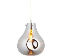 Loops Hanging Ceiling Pendant Light - Large Chrome Metallic Glass & Chrome Plate - 10W Led E27