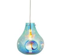 Loops Hanging Ceiling Pendant Light - Large Petrol Blue Metallic Glass & Chrome Plate - 10W Led E27