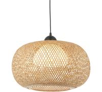 Loops Hanging Ceiling Pendant Light - Natural Bamboo White Pc & Matt Black - 10W Led E27