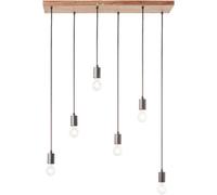 Loops Hanging Ceiling Pendant Light - Oak Stained Plywood & Anthracite Finish - 6 X 10W Led E27